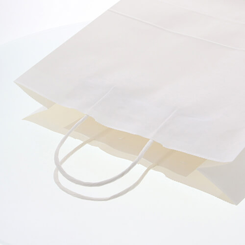 ショップバッグや持ち帰り用に！幅と高さがほぼ正方形の爽やかな白の手提げ紙袋