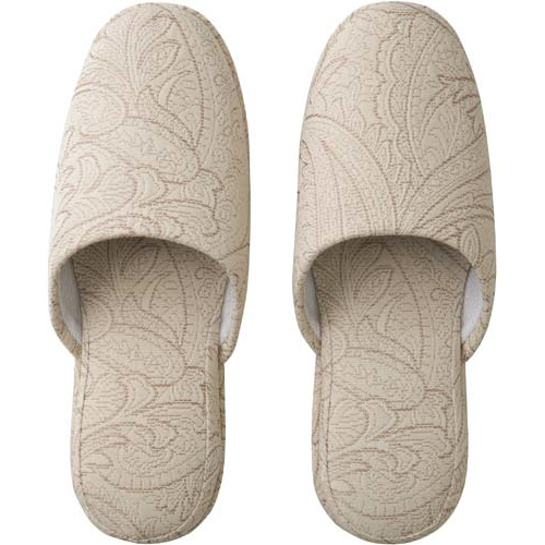 ペイズリー調スリッパ　ベージュ画像