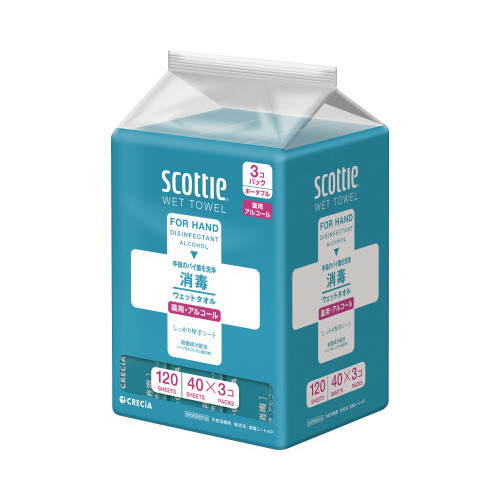 ウェットタオル　消毒アルコール　４０枚×３Ｐ画像