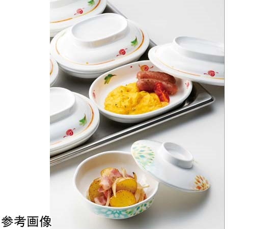 角皿（身） 緑あられ 10個入 緑あられ模様の角皿が整然と並ぶ様子