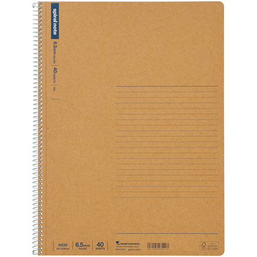 ｽﾊﾟｲﾗﾙﾉｰﾄ ﾍﾞｰｼｯｸ A4 6.5mm罫 38行 40枚 1冊画像