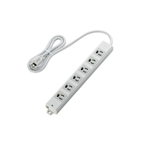 工事用抜け止めタップ　３Ｐ　６個口　１ｍ　グレー画像