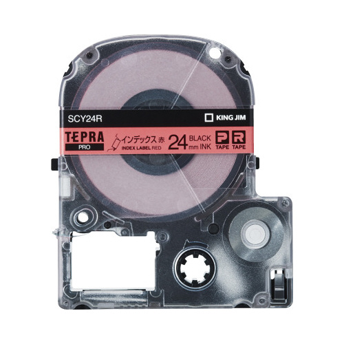 テプラ　ＰＲＯテープ　インデックス赤ラベル　黒文字画像