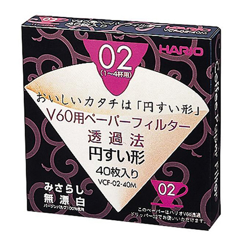 V60用ﾍﾟｰﾊﾟｰﾌｨﾙﾀｰみさらし02 1~4杯用 1箱(40枚)