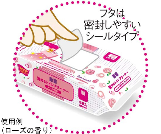 流せるトイレクリーナー大判　無香料　2個入 パッケージが横向きに置かれ、無香料の表示が目立つ状態