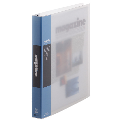 ｸﾘｱｰﾌｧｲﾙﾏｶﾞｼﾞﾝ差し替え式A4変形30穴20ﾎﾟｹｯﾄ付属 背幅37mm青 1ｾｯﾄ(5冊)画像