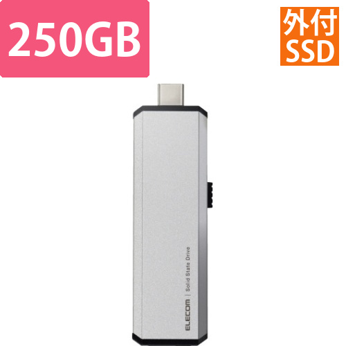 外付けSSD　スライド式　250GB　シルバー