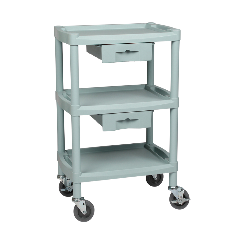 プラスチックワゴン3段 引出し2個付き 560×385×825mm画像