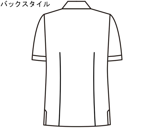 レディスコックシャツ　黒　LL 全体が見える状態で、フロントボタンと襟の形状が際立っている。