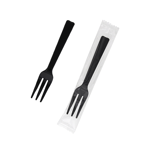 HEIKO プラスチックフォーク 12cm 個包装 黒 100本画像