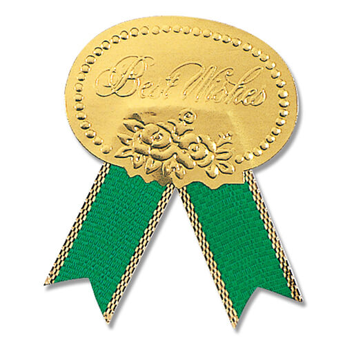 リボン付きシール Ｍ ベストウイッシュ 緑 ５４片画像