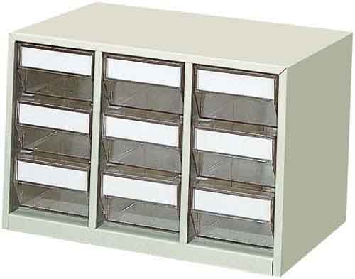 部品ケース３段　仕切板９枚入　ライトグレー画像