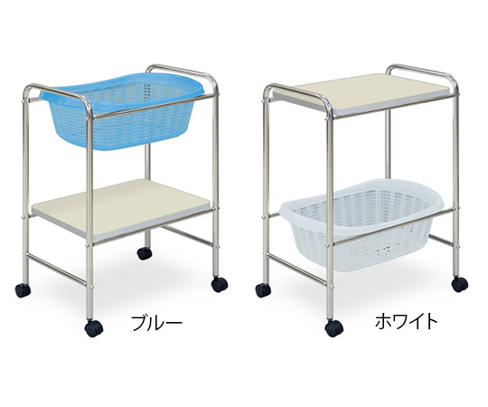 S型器械台付脱衣カゴ 幅52.5×奥行37×高さ75.5cm ホワイト画像