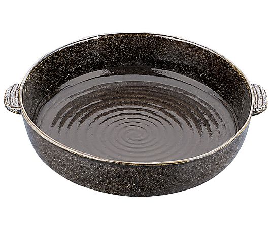 アルミ電磁用手付ドラ鉢 黒アメ釉 尺2画像
