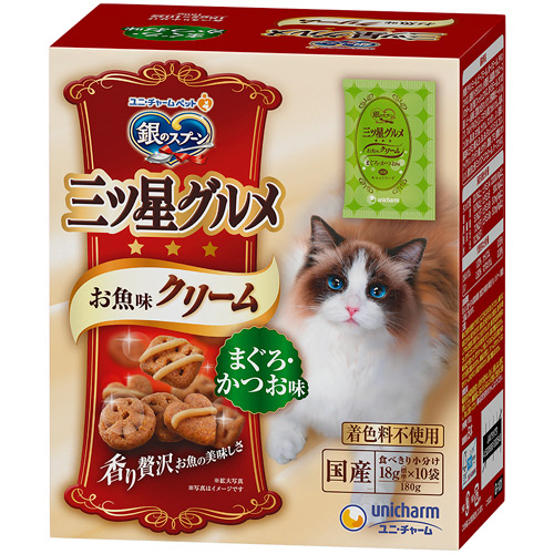 銀のｽﾌﾟｰﾝ三ﾂ星ｸﾞﾙﾒお魚味C まぐろ･かつお味 18g/袋 1箱(10袋)画像