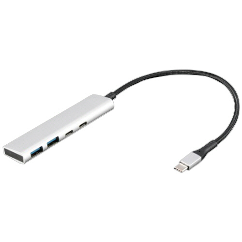 USB3.2 Gen1 Type-C 4ポート(C×2/A×2)アルミハブ シルバー 1個