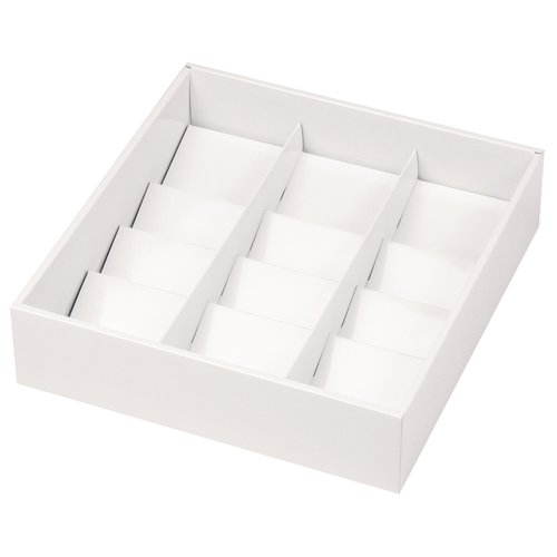 ギフト箱 グロスホワイトBOX65 15ヶ ヤマニパッケージ 艶のある白色のパッケージが整然と並んでいる様子