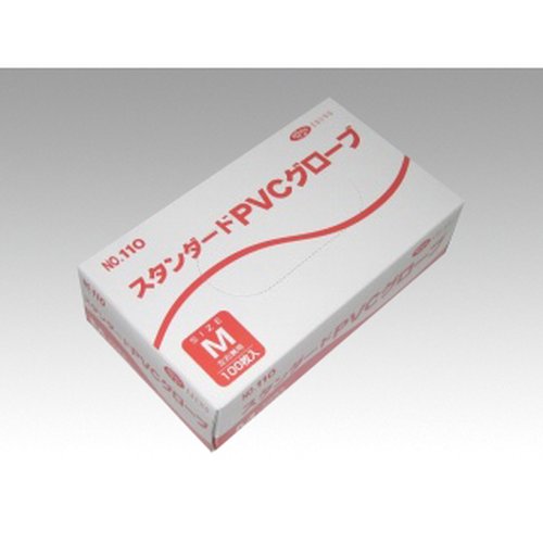 塩ビ手袋 プラスチックグローブ No.110 粉付 M エブノ画像