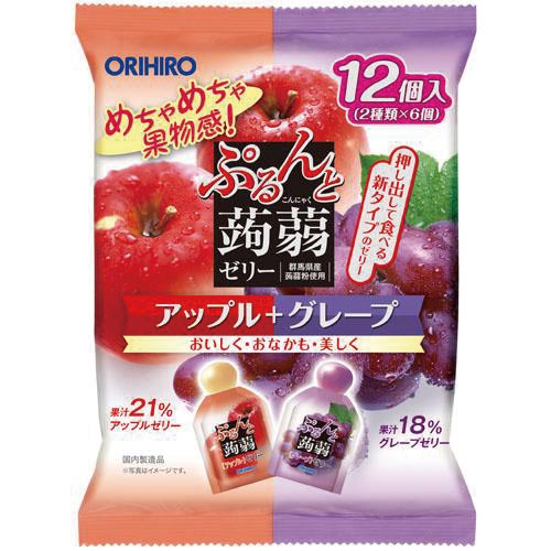 ぷるんと蒟蒻ゼリーパウチアップル＆グレープ画像