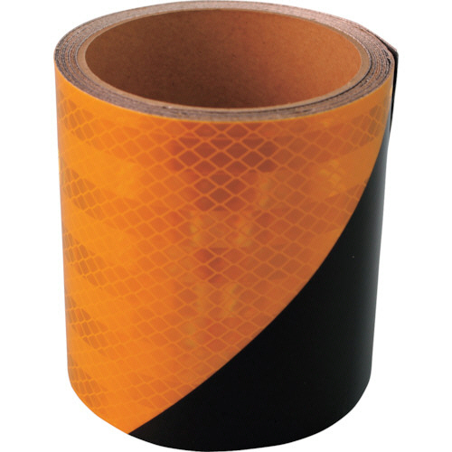 粗面高輝度ﾌﾟﾘｽﾞﾑ反射ﾃｰﾌﾟ DM7660 100mm×3m 黄/黒 1巻画像