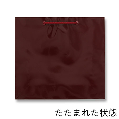 ツヤありPP加工！エンジ色で持ち手紐付きの高級ギフトバッグ