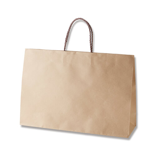 手提げ紙袋（茶・口折丸紐・幅450×マチ130×高さ310mm）画像
