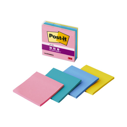 強粘着ノートマルチカラー３　７５×７５　４冊画像