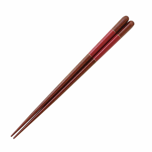箸 21cm なじみ箸 おむすび 天然木 木製 赤画像