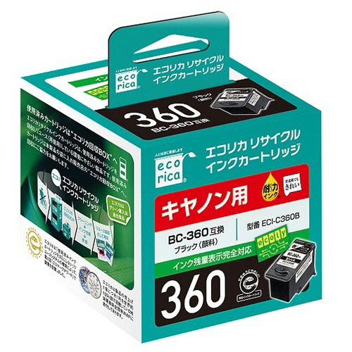 ﾘｻｲｸﾙｲﾝｸｶｰﾄﾘｯｼﾞ ﾌﾞﾗｯｸ(顔料) [ｷﾔﾉﾝ:BC-360互換] ECI-C360B 1個画像