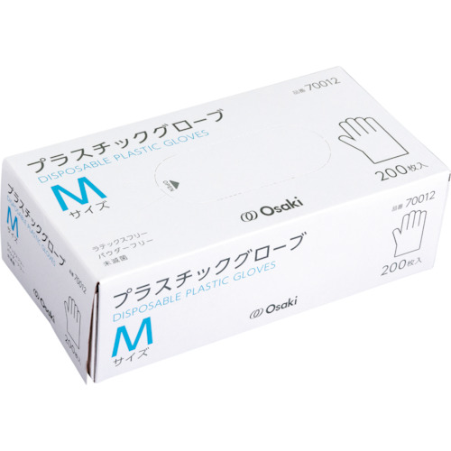 オオサキメディカル　プラスチックグローブ　Ｍ　透明　２００枚入画像
