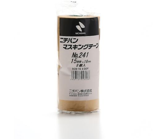 マスキングテープ241H-15　15mmX18m（8巻入り） 色とりどりのマスキングテープが並ぶパッケージの正面