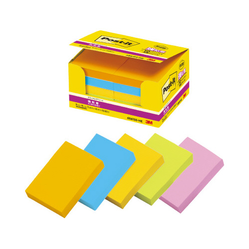 ポストイット　強粘着７５×５０　ネオン混色　１０冊画像