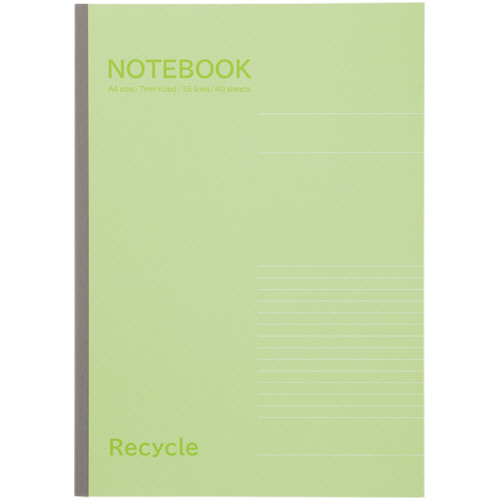 ﾉｰﾄﾌﾞｯｸ再生紙 A4 A罫7mm 40枚 1ｾｯﾄ(10冊)画像