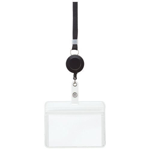 ﾘｰﾙ式吊下げ名札 防水ﾁｬｯｸ付 黒 1個画像