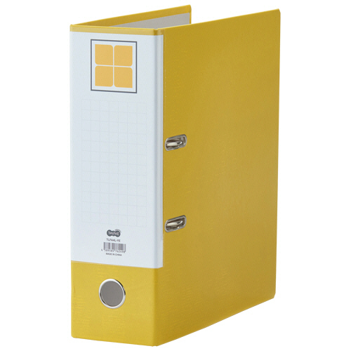 ﾚﾊﾞｰ式ｱｰﾁﾌｧｲﾙ A4ﾀﾃ 2穴 760枚収容 76mmとじ 背幅100mm 黄 1ｾｯﾄ(10冊)画像