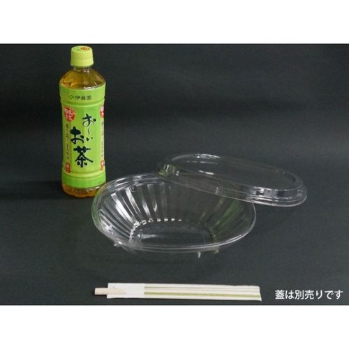 冷麺容器 AP-B＆H22-22(55)本体 エフピコ 透明な容器に冷麺が盛り付けられた状態