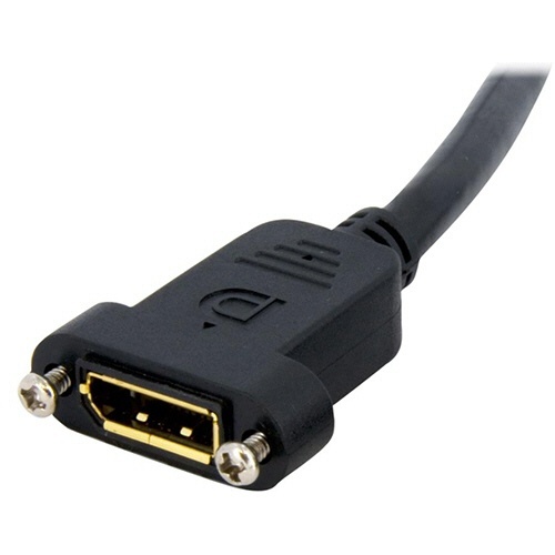 DisplayPort延長ケーブル　ブラック　91cm　オス/メス　1本 ケーブルの端子部分が上向きに配置された状態