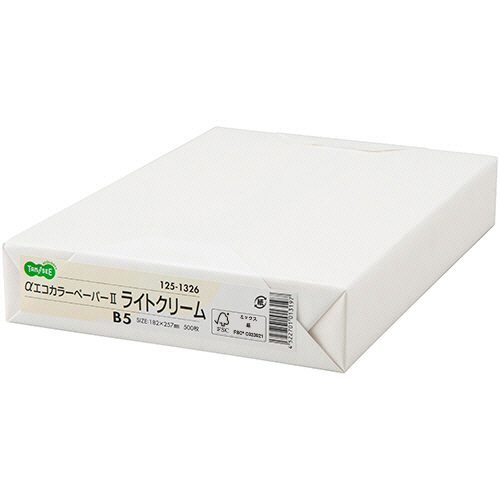 αｴｺｶﾗｰﾍﾟｰﾊﾟｰII B5 ﾗｲﾄｸﾘｰﾑ 1ｾｯﾄ(2500枚:500枚x5冊)画像