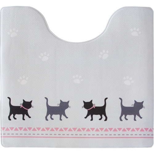 拭いてお手入れするトイレマット　約55×60cm　キャット　1枚画像