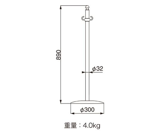 フロアパーティションポールクローム/鏡面 直立した光沢のある金属製ポールが、一部が反射して周囲を映し出している様子