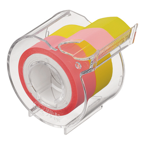 ﾒﾓｯｸ ﾛｰﾙﾃｰﾌﾟ ﾌｨﾙﾑﾀｲﾌﾟ ｶｯﾀｰ付 15mm幅 ﾊﾟｽﾃﾙﾋﾟﾝｸ&ｲｴﾛｰ 1個画像