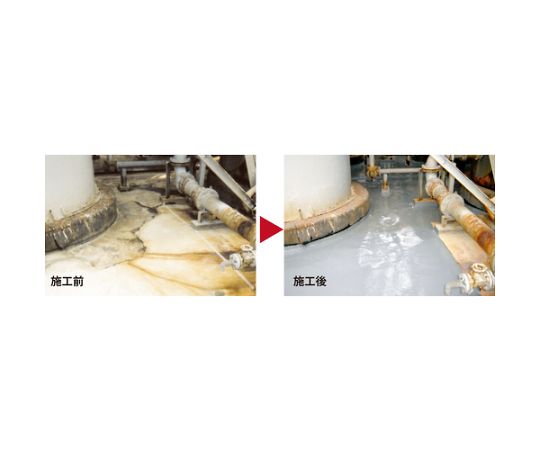 耐薬品性ライニング材 EC7000AR 2ガロン パッケージが側面から見える状態で、ラベルに詳細な説明が記載されている。
