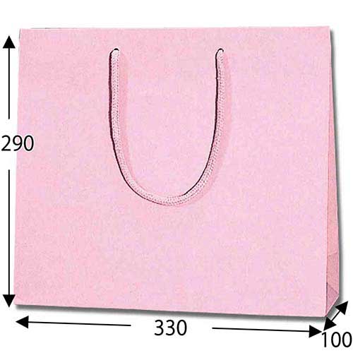 マットな塗工タイプでピンクの手提げ紙袋