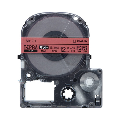 テプラＰＲＯテープ　マット薄紅ラベル　１２ｍｍ黒字画像