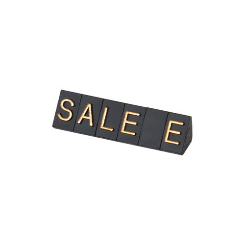 陳列備品 ニュープライスキューブ補充S用(5セット) 黒/金 SALE 友屋 黒と金の色合いで統一された、整然とした5セットの製品が並べられている様子