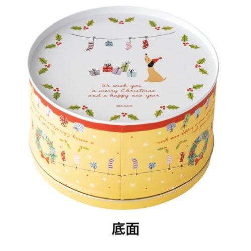 贈答箱 クリスマスベアラーギフト缶-2(6個) ヘッズ クリスマスデザインの缶に収められた、華やかに包装されたギフトセットの様子