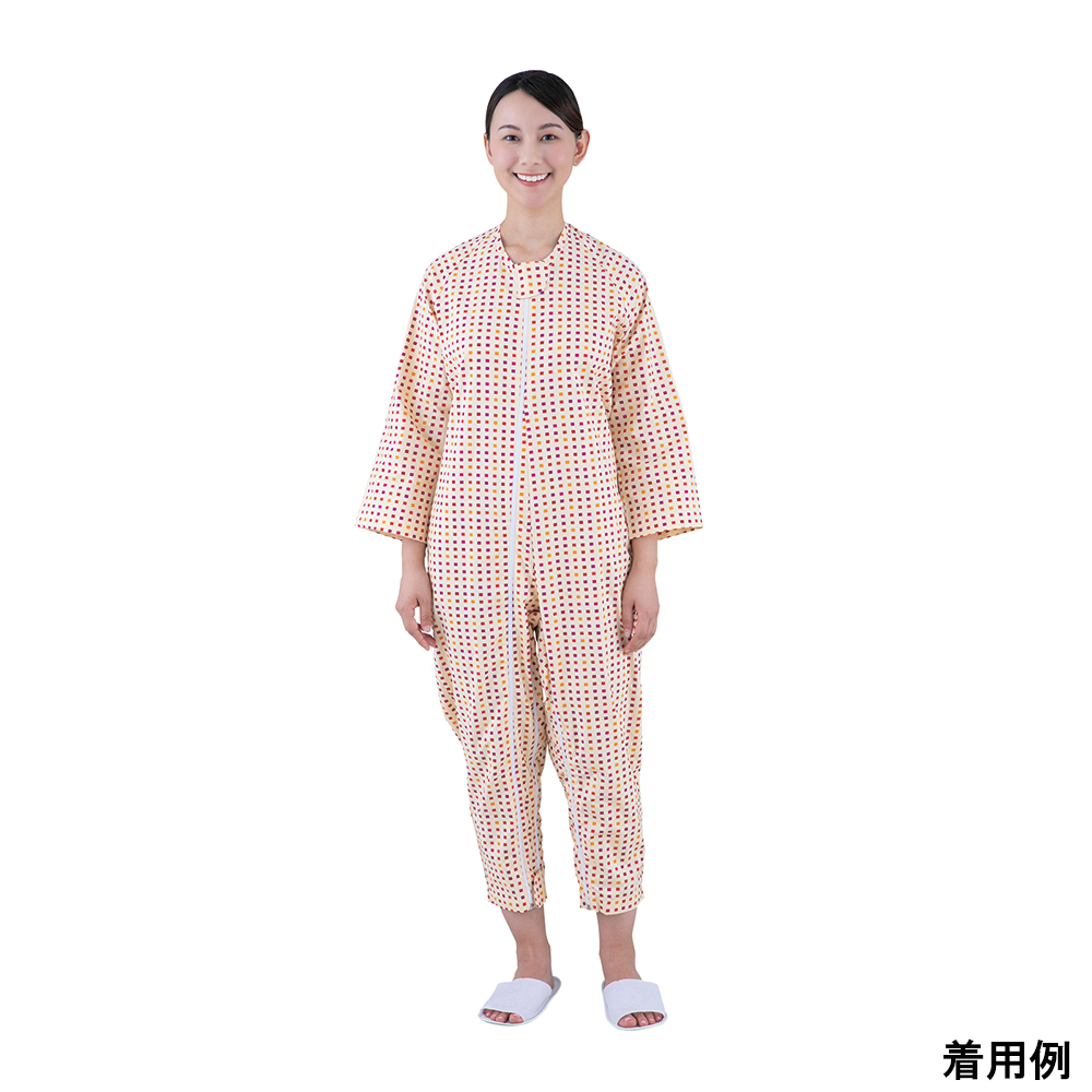 ソフトケアねまき両開きファスナー　スリーシーズン　だいだい　L画像