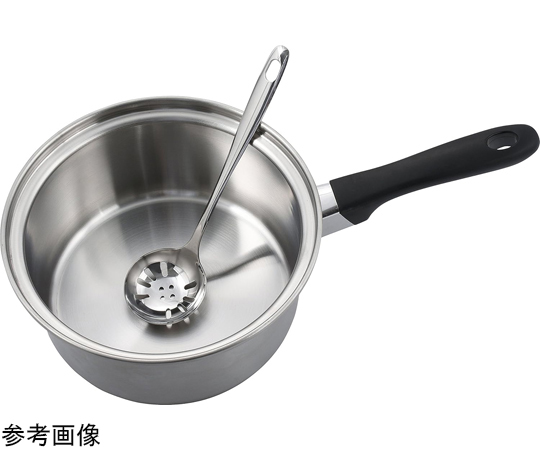 ユニラインステン 卓上穴あきお玉 持ち手と穴あき部分が際立つオレンジ色の調理器具