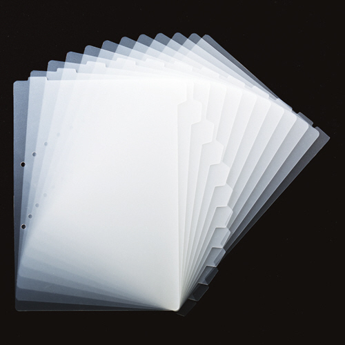 再生ﾀﾞﾌﾞﾙｲﾝﾃﾞｯｸｽ(ﾊｰﾄﾞﾀｲﾌﾟ) A4ﾀﾃ 2穴 12山 ｸﾘｱ 1ｾｯﾄ(20組)画像