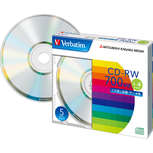 ﾃﾞｰﾀ用CD-RW 700MB 4倍速 ﾌﾞﾗﾝﾄﾞｼﾙﾊﾞｰ 5mmｽﾘﾑｹｰｽ 1ﾊﾟｯｸ(5枚)